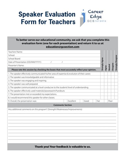 Sample Speaker Evaluation Form
