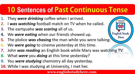10 Sentences Of Past Continuous Tense Past Continuous Tense 10