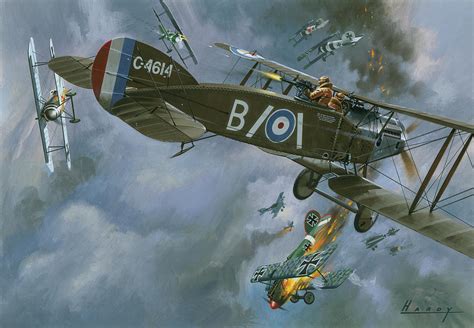 Aircraft In Dogfight Painting By Wilf Hardy