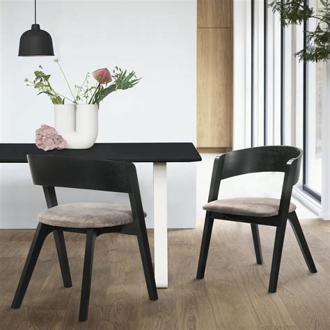 With matching wood finishes and contemporary styling, this set is a must have. Jackie Mid-Century Modern Dining Accent Chairs in Black Ash Finish and Brown Fabric - Set of 2 ...