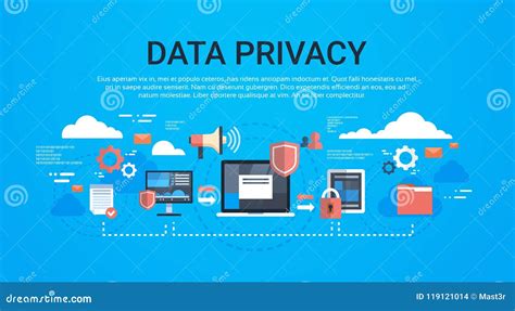 Gdpr Isometric Infographic Data Privacy On Blue Background Network