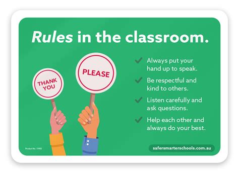 Classroom Rules Safer Smarter School Signs Australia