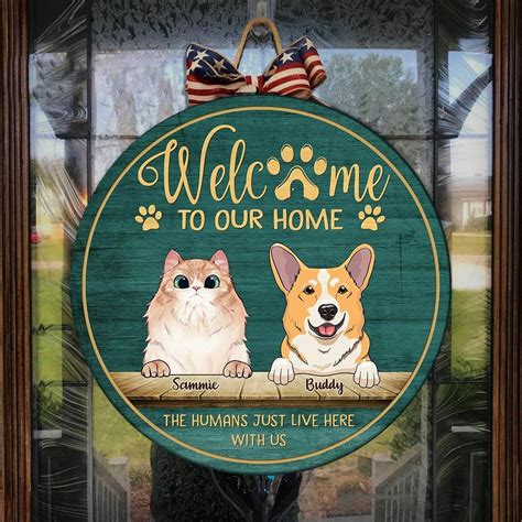 Customized Pet Welcome To Our Home Wood Circle Sign Dog Etsy