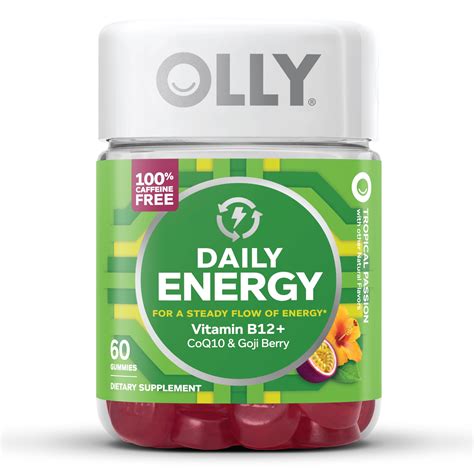 Olly Daily Energy Gummies With B12 Caffeine Free Supplement Tropical
