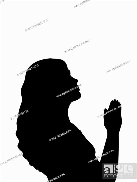 Silhouette Of Woman Praying Close Up Illustration Graphics Icon Vector