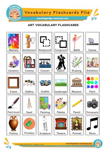 Art Vocabulary Flashcards Teaching Resources