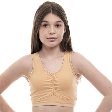 Beginners Crop Top Cottonlycra Training Bra For Teen Girls Young Women Nude 32