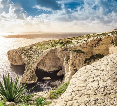 Blue Grotto Malta Natural Stone Arch And Sea Caves Stock Image