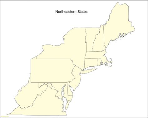 Blank Map Of The Northeast Region Of The United States And