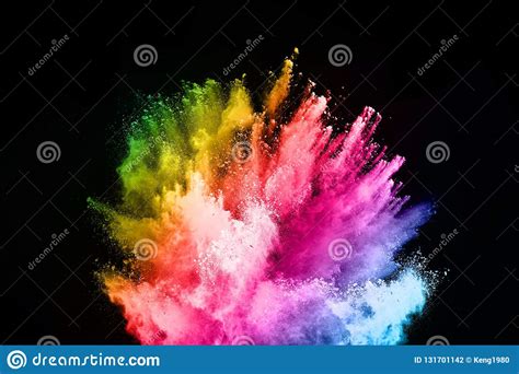 Abstract Colored Dust Explosion On A Black Background Stock Photo