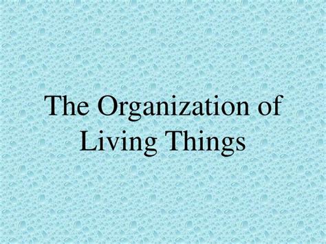 Ppt The Organization Of Living Things Powerpoint Presentation Free