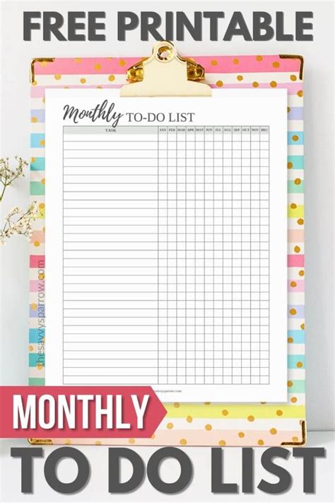 23 Things To Add To Your Monthly To Do List Free Printable Checklist