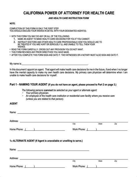 Free California Medical Power of Attorney Form | PDF | WORD