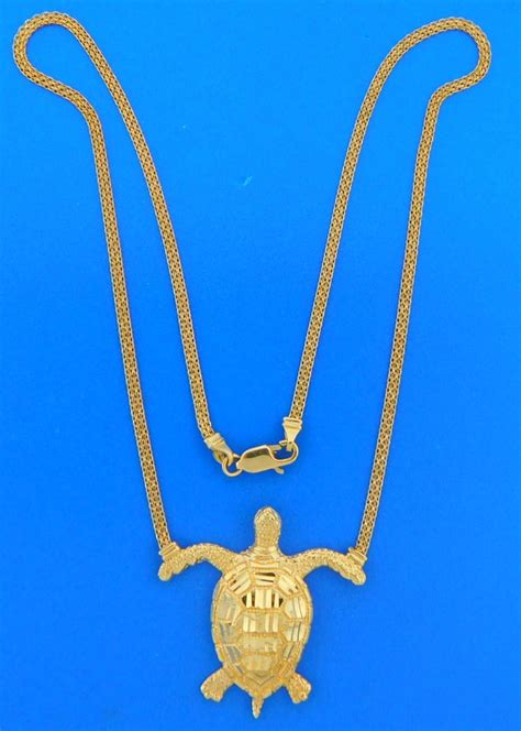 Sea Turtle Necklace 14k Yellow Gold Island Sun Jewelry Beach Haven Nj