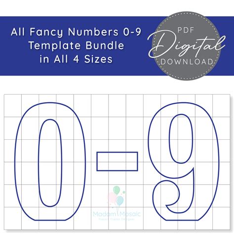 All Fancy Numbers All Sizes Digital Mosaic Template Bundle Madam