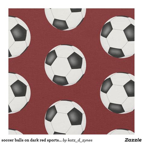 Soccer Balls On Dark Red Sports Pattern Fabric Fabric Patterns