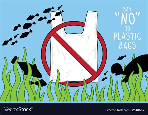 Sign On Beach Say No To Plastic Bags Royalty Free Vector