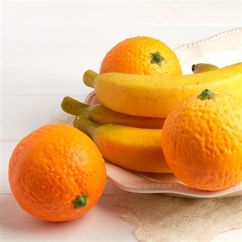 Artificial Oranges And Bananas Set Faux Fruits Vegetables Floral