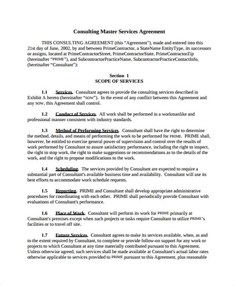 Free 9 Sample Consulting Service Agreement Templates In