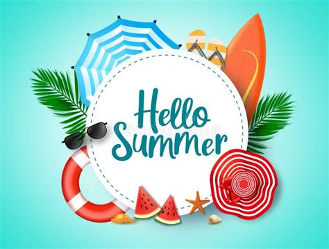 Hello Summer Vector Background Template Hello Summer Greeting Text In