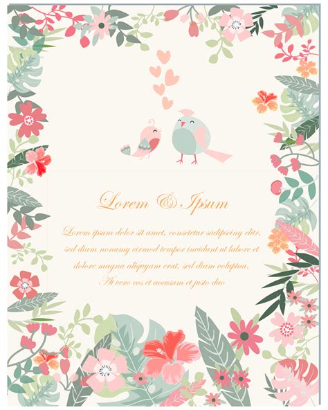 Wedding card vector clipart and illustrations (391,976). Spring flower and birds wedding card - Download Free ...