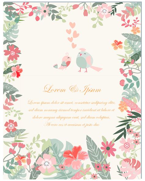 This greeting card mockup can be use to showcase your stationery design in a photorealistic look. Spring flower and birds wedding card - Download Free Vectors, Clipart Graphics & Vector Art