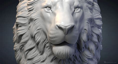 Lion Head Statue 3d Model Digital Sculpture Stl Obj Files