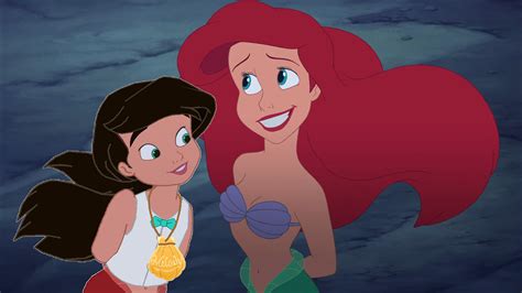 melody and her mother ariel meeting each other in the halls little mermaid movies melody