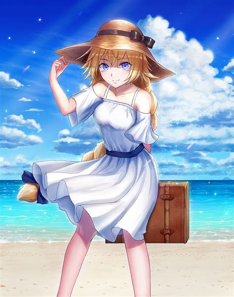 Fate Series Fateapocrypha Anime Girls White Dress Sun Dress Beach Fgo Hd Phone Wallpaper