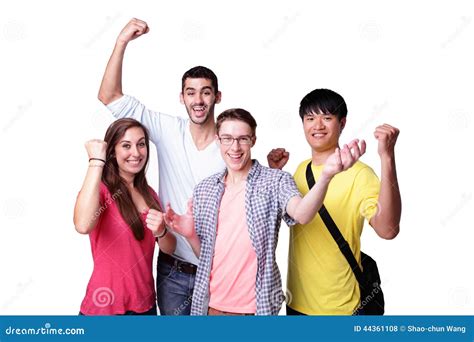 Group Of Excited Students Stock Photo Image Of European 44361108