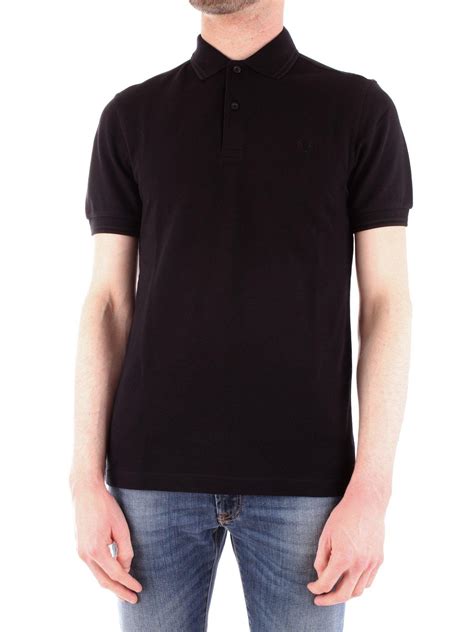 Fred Perry Black Cotton Polo Shirt In Black For Men Lyst