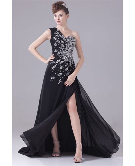 Long Formal Sequined One Shoulder Prom Dress With Split Front Op4390