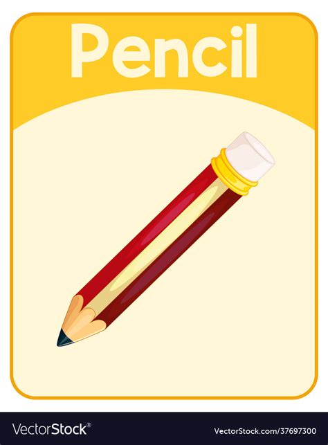 Educational English Word Card Pencil Royalty Free Vector