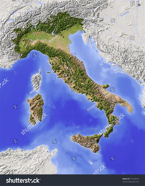 Italy Shaded Relief Map Major Urban Stock Illustration 18154414 Shutterstock