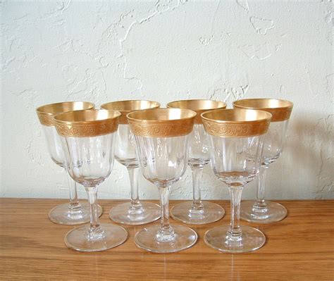 vintage gold rim cordial glasses crystal set of by thefrabjousday