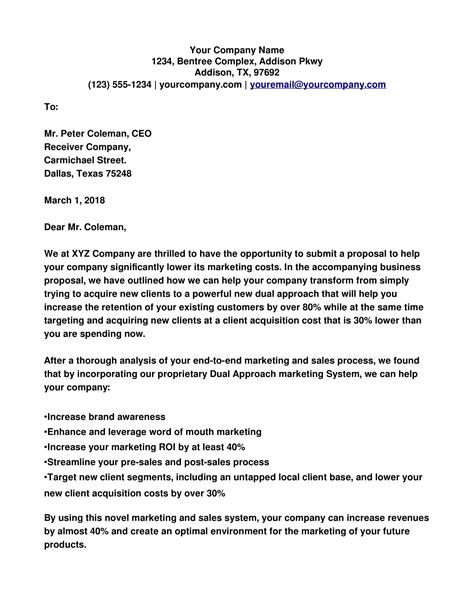 How To Write A Business Proposal Letter Free Template
