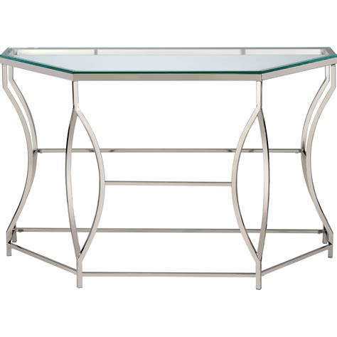 Furniture Of America Joslyn Glass Top Metal Console Table Chrome