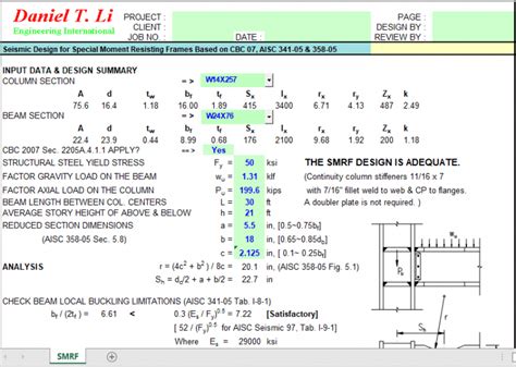 Seismic Design For Special Moment Resisting Frames Based On Cbc 07