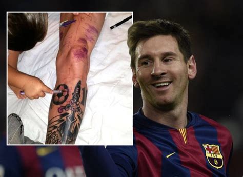 lionel messi s son thiago helps finish off barcelona star s new tattoo metro news