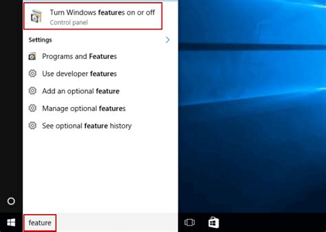 Turn On Or Off Windows Features In Windows 10