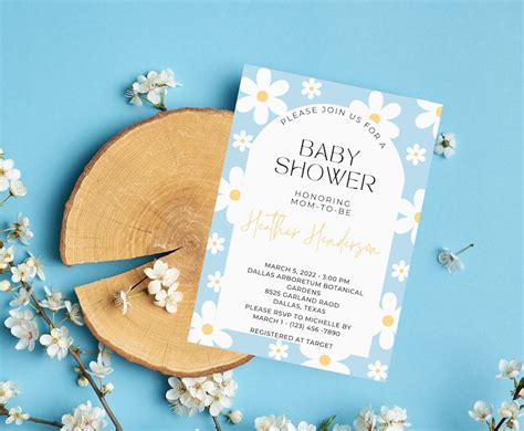 Daisy Baby Shower Invitation Template Daisy Flower Theme Etsy