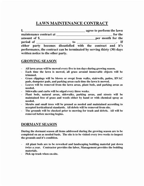 Lawn Care Contract Template Lovely Contract Lawn Care Contract Template