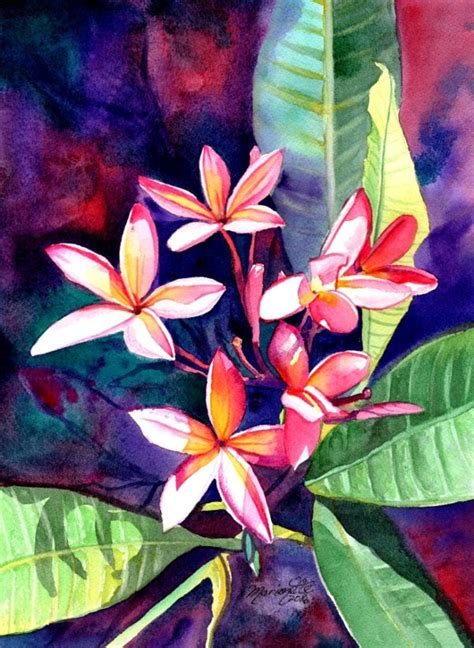 Plumeria Art Tropical Flower Painting Plumeria Print Frangipani Art