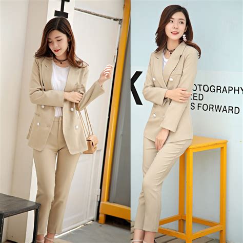 2018 Spring And Autumn Khaki Professional Slim Korean Small Suit Jacket Women S Casual Fashion