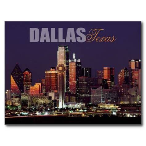 Dallas Texas Skyline Postcard Zazzle Skyline Dallas Skyline