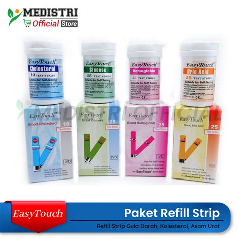 Jual Easy Touch Refill Strip Glucose Gula Darah Diabetes Uric Acid Asam