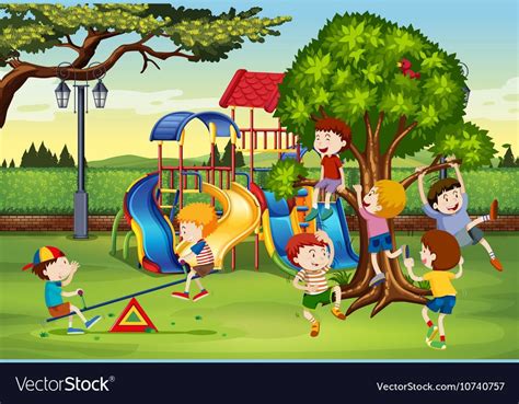 Many Children Playing In The Park Download A Free Preview Or High
