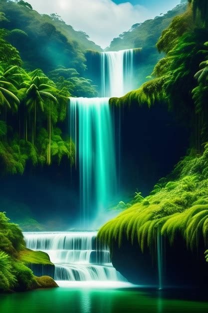 Premium Ai Image Beautiful Scene Of Waterfall Digital Art
