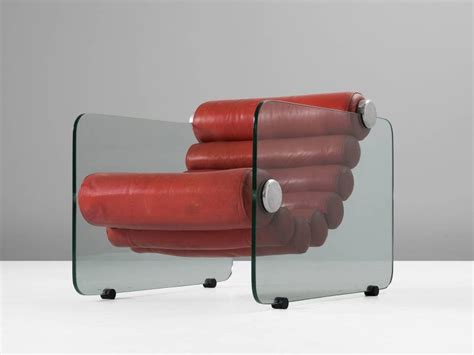 You can also use a mat with a lip or no lip. Fabio Lenci Red Leather 'Hyaline' Glass Lounge Chair For ...