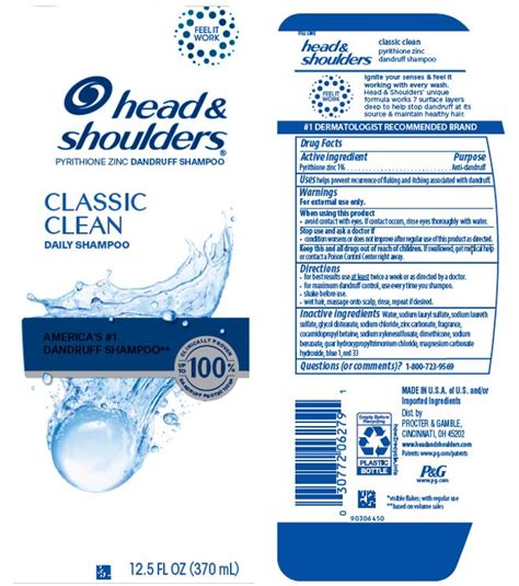 Dailymed Head And Shoulders Classic Clean Pyrithione Zinc Shampoo